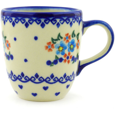 Polish Pottery Mug 11 oz Hearts And Flowers