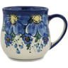 Polish Pottery Mug 11 oz Himalayan Blue Poppy UNIKAT