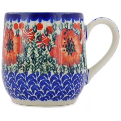 Polish Pottery Mug 11 oz Lone Poppy