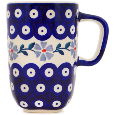 Polish Pottery Mug 11 oz Peacock Forget-me-not