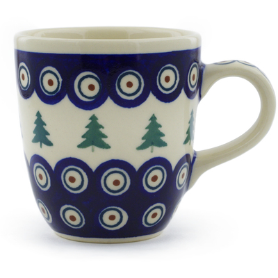 Polish Pottery Mug 11 oz Peacock Pines