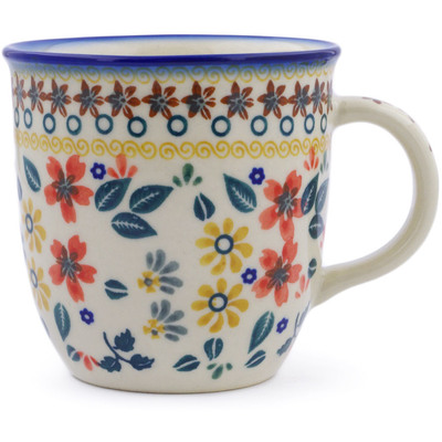 Polish Pottery Mug 11 oz Red Anemone Meadow UNIKAT