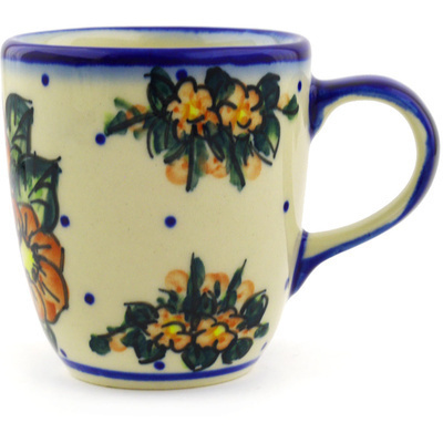 Polish Pottery Mug 11 oz Red Bouquet