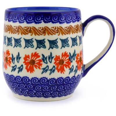 Polish Pottery Mug 11 oz Red Cornflower