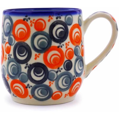 Polish Pottery Mug 11 oz Red Peacock Eye