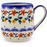 Polish Pottery Mug 11 oz Red Sunflower