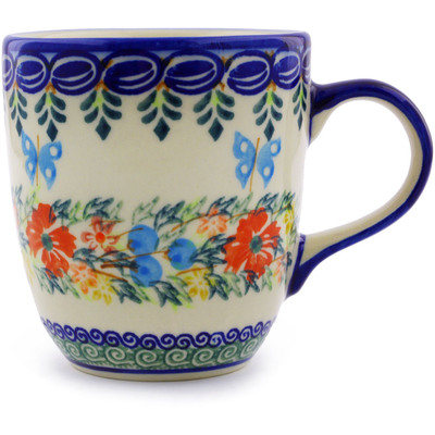Polish Pottery Mug 11 oz Ring Of Flowers UNIKAT