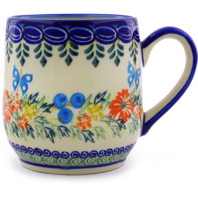 Polish Pottery Mug 11 oz Ring Of Flowers UNIKAT