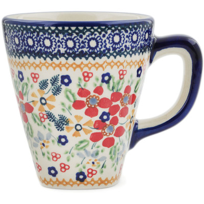 Polish Pottery Mug 11 oz Ruby Bouquet UNIKAT