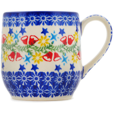 Polish Pottery Mug 11 oz Wreath Of Bells