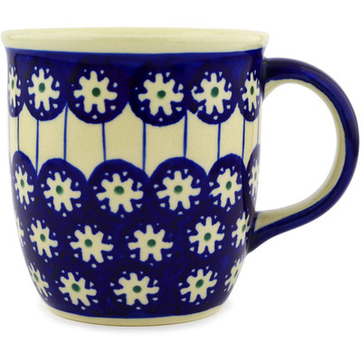 Polish Pottery Mug 12 oz Aster Peacock Blossom