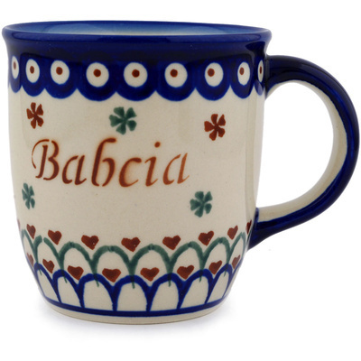 Polish Pottery Mug 12 oz Babcia-grandma