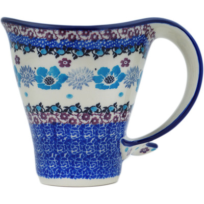 Polish Pottery Mug 12 oz Blooming Blues