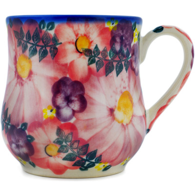 Polish Pottery Mug 12 oz Blossoming Purple Harmony UNIKAT