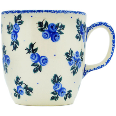 Polish Pottery Mug 12 oz Blue Berry Special UNIKAT