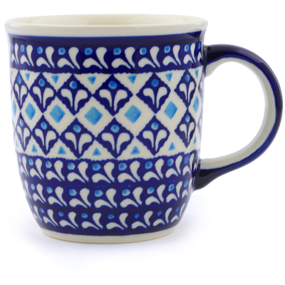 Polish Pottery Mug 12 oz Blue Diamond