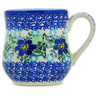 Polish Pottery Mug 12 oz Blue Floral Day UNIKAT