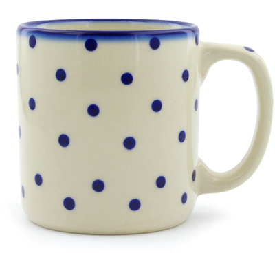 Polish Pottery Mug 12 oz Blue Polka Dot