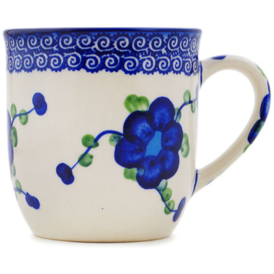 Polish Pottery Mug 12 oz Blue Poppies