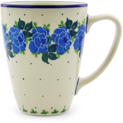 Polish Pottery Mug 12 oz Blue Rose