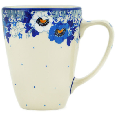Polish Pottery Mug 12 oz Blue Spring Blue