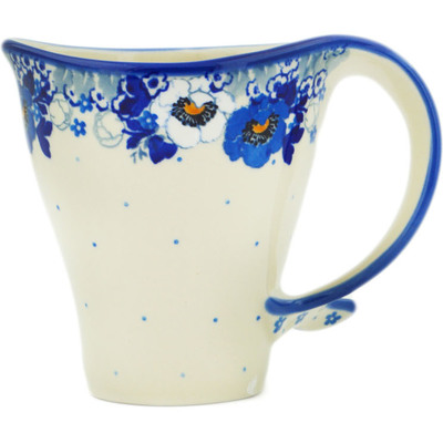 Polish Pottery Mug 12 oz Blue Spring Blue