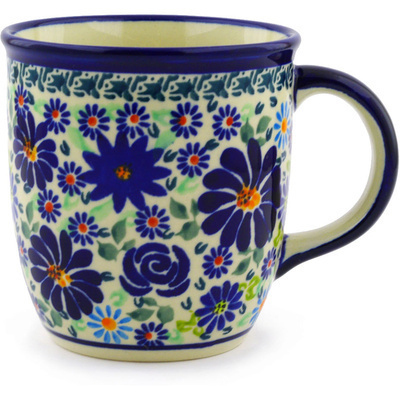 Polish Pottery Mug 12 oz Blue Summer Garden