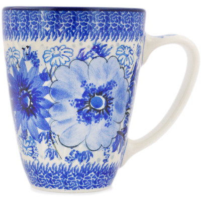 Polish Pottery Mug 12 oz Blue Wildflower Patch UNIKAT