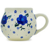 Polish Pottery Mug 12 oz Blue Winter Poppies