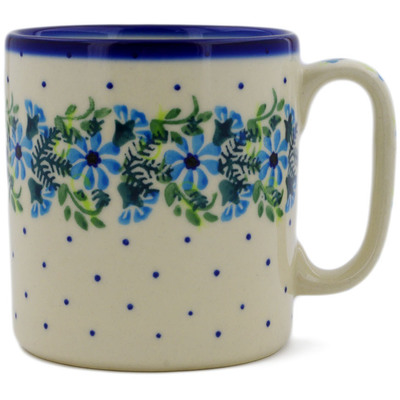 Polish Pottery Mug 12 oz Blue Wreath