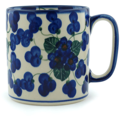 Polish Pottery Mug 12 oz Blueberry Flower UNIKAT