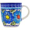 Polish Pottery Mug 12 oz Bold Blue Poppies UNIKAT