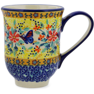 Polish Pottery Mug 12 oz Butterfly Summer Garden UNIKAT