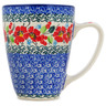 Polish Pottery Mug 12 oz Cherry Colored Florals UNIKAT