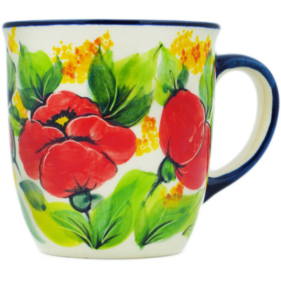 Polish Pottery Mug 12 oz Corn Poppy In Bloom UNIKAT