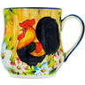 Polish Pottery Mug 12 oz Country Rooster Meadow