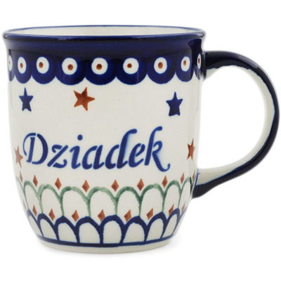 Polish Pottery Mug 12 oz Dziadek-grandpa