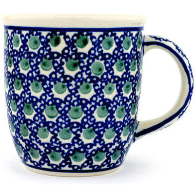 Polish Pottery Mug 12 oz Emerald Peacock Eyes