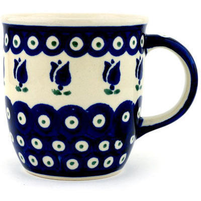 Polish Pottery Mug 12 oz Emerald Tulip Peacock