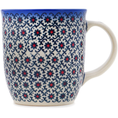 Polish Pottery Mug 12 oz Field Of Black Daisies