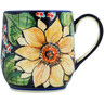 Polish Pottery Mug 12 oz Finest Sunflower UNIKAT