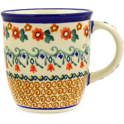 Polish Pottery Mug 12 oz Floral Waltz UNIKAT