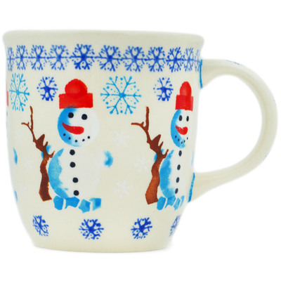 Polish Pottery Mug 12 oz Frosty Snowman
