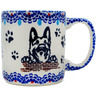 Polish Pottery Mug 12 oz German Sheppard Smiles UNIKAT