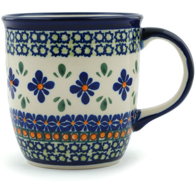 Polish Pottery Mug 12 oz Gingham Flowers