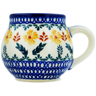 Polish Pottery Mug 12 oz Golden Flower Garden