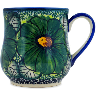 Polish Pottery Mug 12 oz Green Fantasy UNIKAT