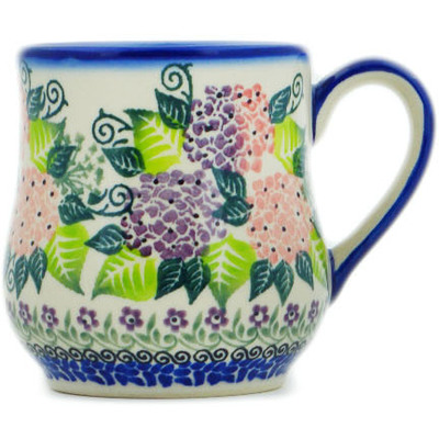 Polish Pottery Mug 12 oz Happy Hydrangea UNIKAT