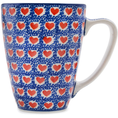 Polish Pottery Mug 12 oz Heart Stamp