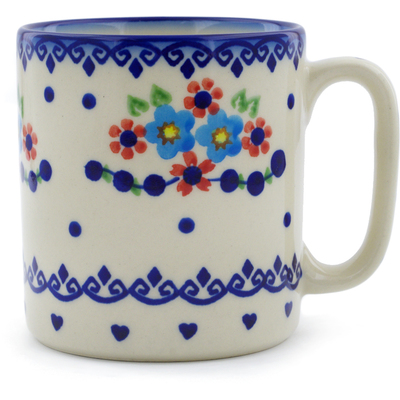 Polish Pottery Mug 12 oz Hearts And Flowers